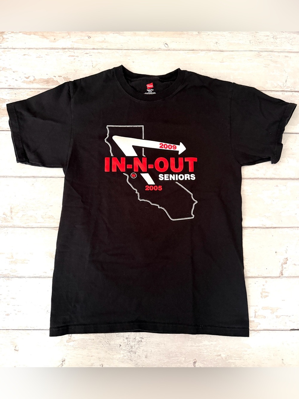 In-N-Out Unisex S/M Black Tee Short Sleeve Shirt 100% Cotton Hanes Size Small